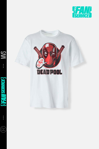  CAMISETA DE DEADPOOL MANGA CORTA BLANCA PARA HOMBRE