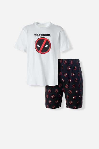 PIJAMA DE DEADPOOL PANTALÓN CORTO BLANCO Y NEGRO PARA HOMBRE
