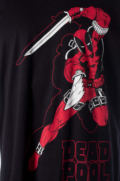 PIJAMA DE DEADPOOL DE PANTALÓN LARGO NEGRO Y BLANCO PARA HOMBRE