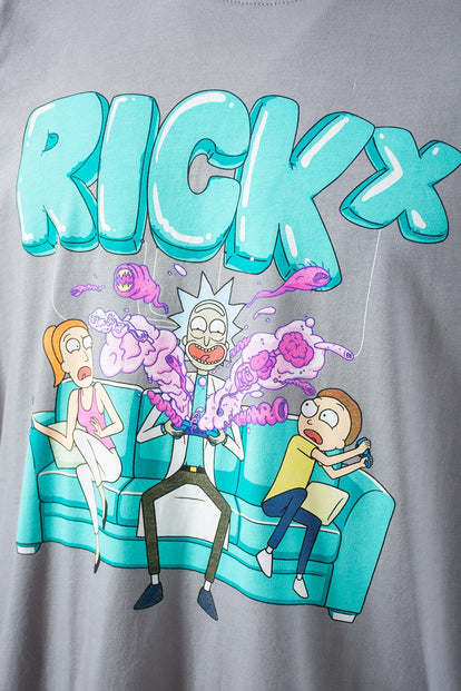  CAMISETA DE RICK Y MORTY MANGA CORTA GRIS HUMO PARA HOMBRE