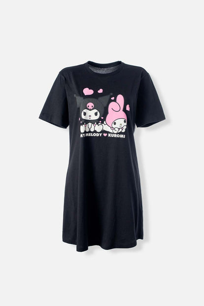  PIJAMA DE MY MELODY & KUROMI NEGRA TIPO BATOLA PARA MUJER