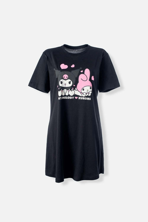 Card slide image -  PIJAMA DE MY MELODY & KUROMI NEGRA TIPO BATOLA PARA MUJER