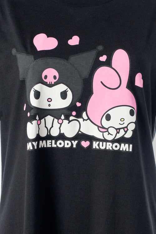 Card slide image -  PIJAMA DE MY MELODY & KUROMI NEGRA TIPO BATOLA PARA MUJER