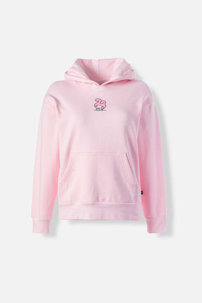 BUZO DE MY MELODY & KUROMI ROSADO CON CAPUCHA PARA MUJER