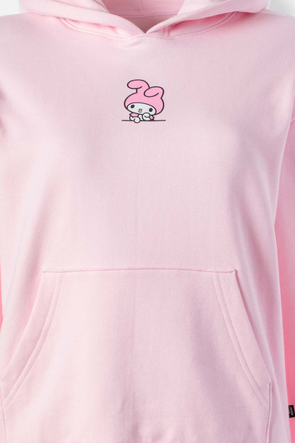 BUZO DE MY MELODY & KUROMI ROSADO CON CAPUCHA PARA MUJER