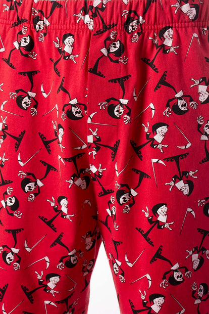PIJAMA DE BILLY Y MANDY GRIS Y ROJA DE PANTALÓN CORTO PARA HOMBRE