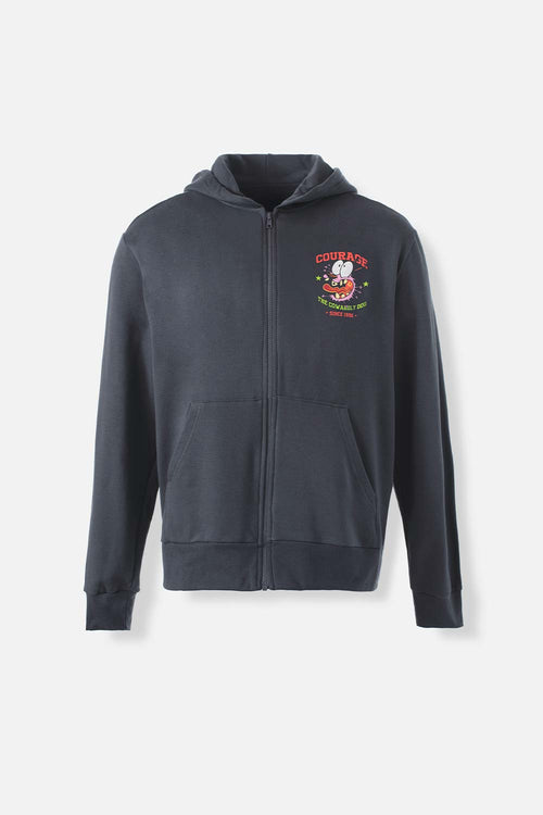 BUZO DE CORAJE GRIS CON CAPUCHA PARA HOMBRE