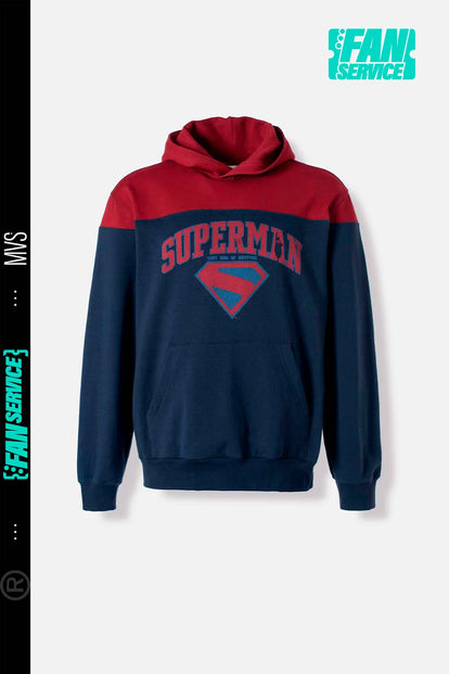 BUZO DE SUPERMAN AZUL Y ROJO CON CAPUCHA PARA HOMBRE