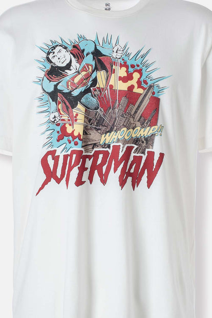 PIJAMA DE SUPERMAN DE PANTALÓN CORTO GRIS Y ROJO PARA HOMBRE