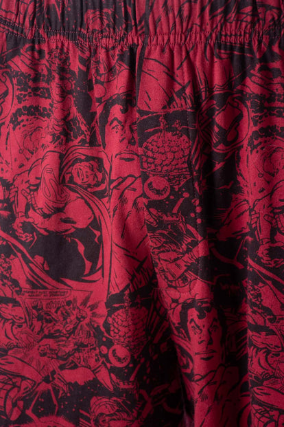 PIJAMA DE SUPERMAN DE PANTALÓN CORTO GRIS Y ROJO PARA HOMBRE