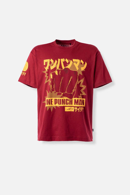  CAMISETA DE ONE PUNCH MAN MANGA CORTA ROJO BOSQUE PARA HOMBRE