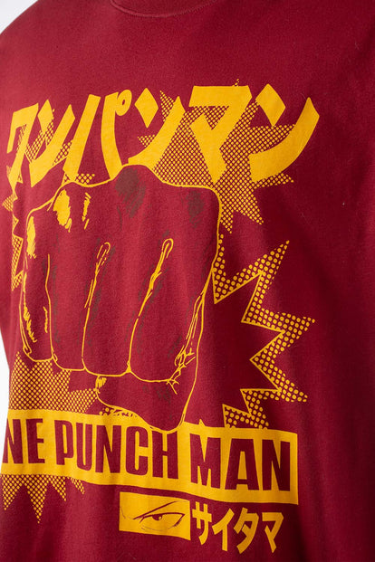  CAMISETA DE ONE PUNCH MAN MANGA CORTA ROJO BOSQUE PARA HOMBRE