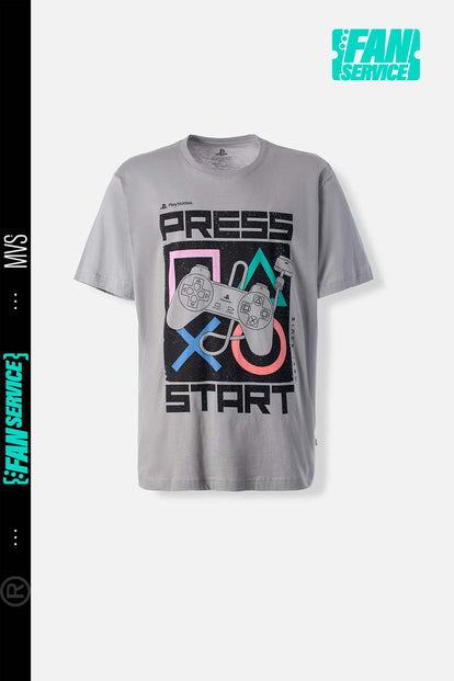  CAMISETA DE PLAY STATION MANGA CORTA GRIS PARA HOMBRE