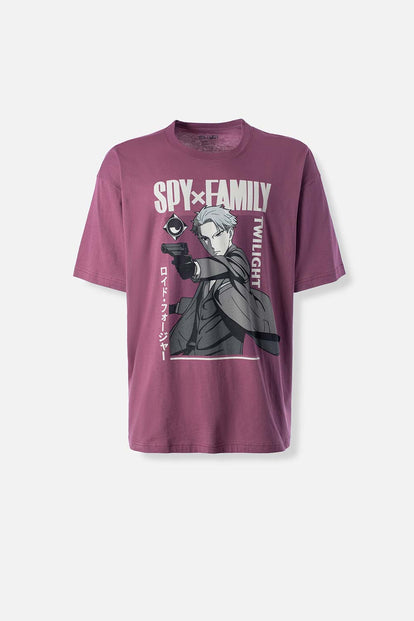  CAMISETA DE SPY X FAMILY VINOTINTO OVERSIZE PARA HOMBRE