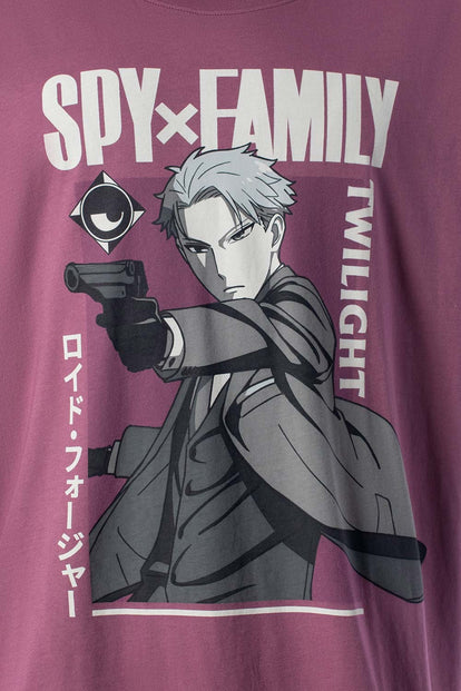  CAMISETA DE SPY X FAMILY VINOTINTO OVERSIZE PARA HOMBRE