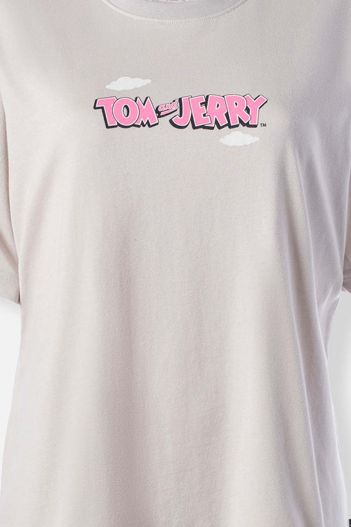 Card slide image -  CAMISETA DE TOM Y JERRY MANGA CORTA GRIS CLARO PARA MUJER