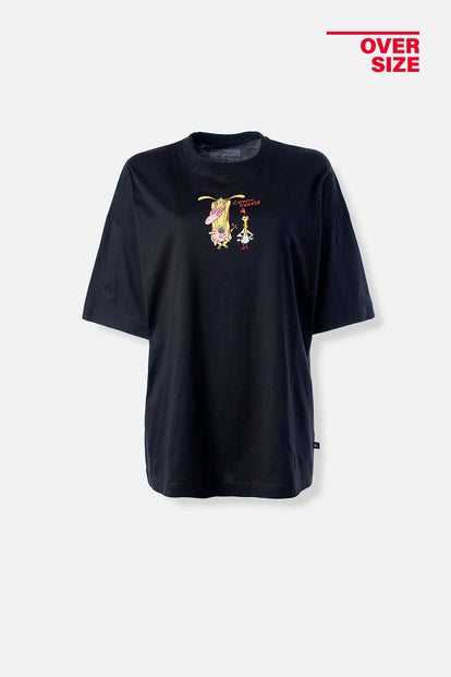  CAMISETA DE LA VACA Y EL POLLITO OVERSIZED FIT PARA MUJER