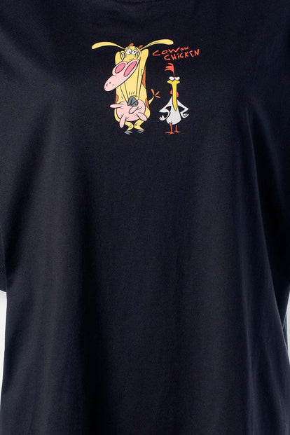  CAMISETA DE LA VACA Y EL POLLITO OVERSIZED FIT PARA MUJER