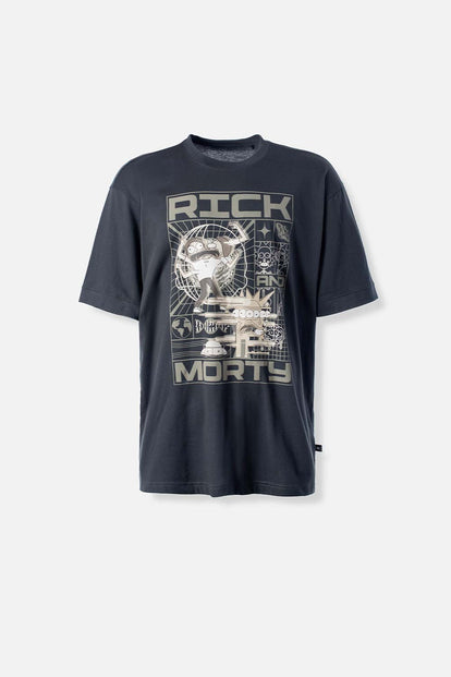 CAMISETA DE RICK Y MORTY OVERSIZE GRIS PARA HOMBRE