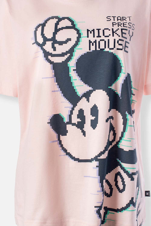 Card slide image -  CAMISETA DE MICKEY MOUSE ROSADA MANGA CORTA PARA MUJER