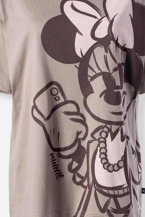 Card slide image -  CAMISETA MICKEY MOUSE GRIS ESTAMPADA EN FRENTE PARA MUJER