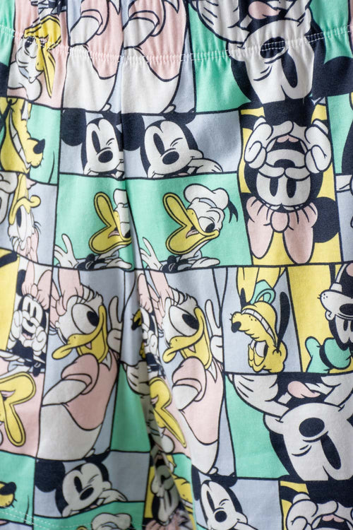 PIJAMA DE MICKEY MOUSE MARFIL Y MULTICOLOR DE PANTALÓN CORTO PARA MUJER