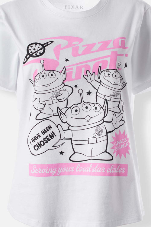 PIJAMA DE TOY STORY CON PANTALÓN CORTO BLANCO Y ROSA PARA MUJER