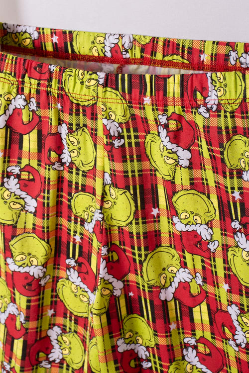 PIJAMA DE GRINCH PANTALÓN LARGO ROJO PARA NIÑO UNISEX