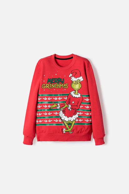  BUZO DE GRINCH CERRADO ROJO PARA NIÑO UNISEX
