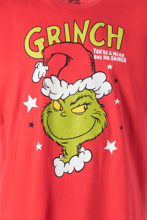 Card slide image -  PIJAMA THE GRINCH CON PANTALÓN LARGO ROJO PARA HOMBRE