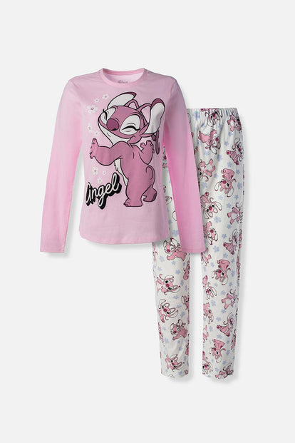 PIJAMA DE LILO Y STITCH CON PANTALON Y BUZO LARGO PARA MUJER