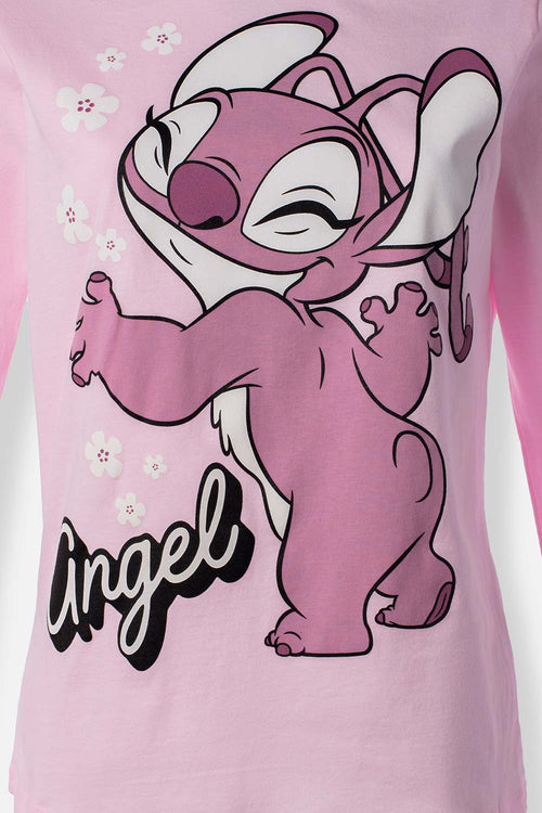 PIJAMA DE LILO Y STITCH CON PANTALON Y BUZO LARGO PARA MUJER