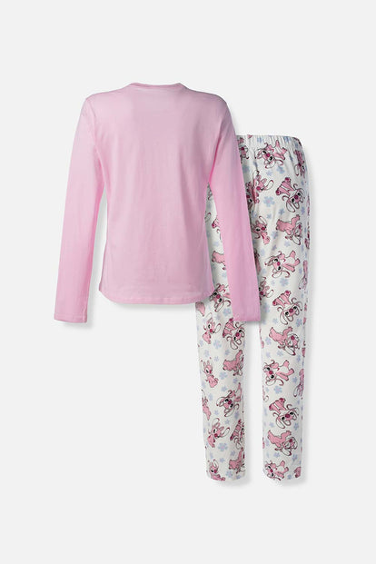 PIJAMA DE LILO Y STITCH CON PANTALON Y BUZO LARGO PARA MUJER