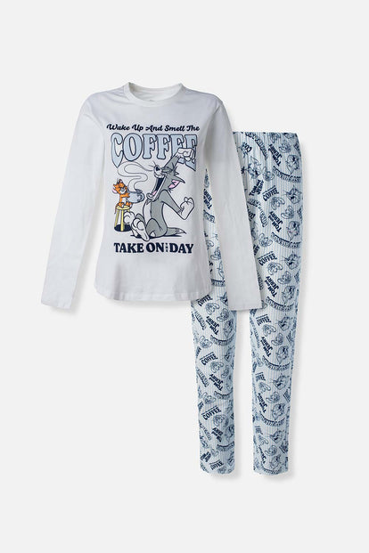 PIJAMA DE TOM Y JERRY CON PANTALON LARGO PARA MUJER