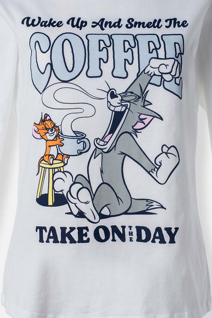 PIJAMA DE TOM Y JERRY CON PANTALON LARGO PARA MUJER