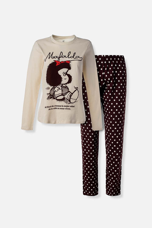 PIJAMA DE MAFALDA CON PANTALON LARGO PARA MUJER