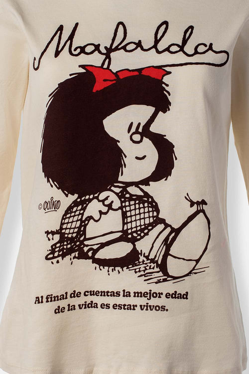 PIJAMA DE MAFALDA CON PANTALON LARGO PARA MUJER