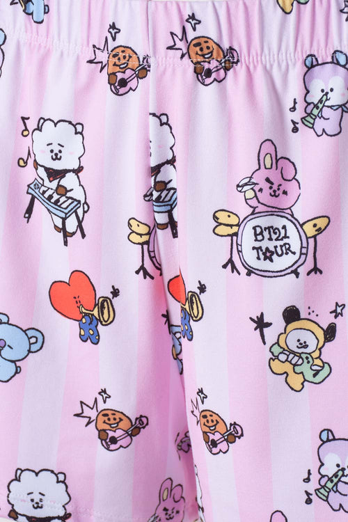 PIJAMA DE BT21 CON PANTALON CORTO PARA MUJER