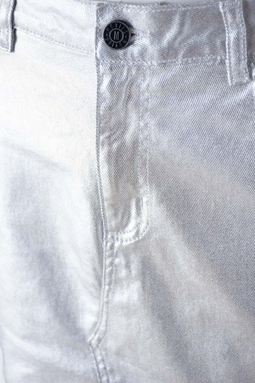 Card slide image -  FALDA DE MOVIES PLATEADA CORTA PARA MUJER