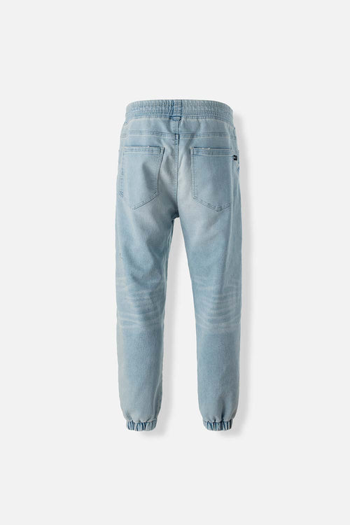 JOGGER DE MOVIES EN DENIM TONO MEDIO CON ELÁSTICO EN CINTURA PARA HOMBRE