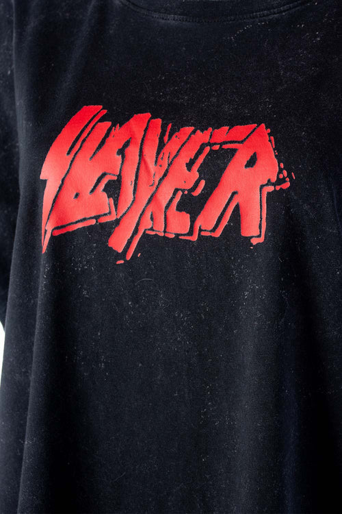 CAMISETA DE SLAYER RELAX FIT NEGRO LAVANDERÍA PARA MUJER