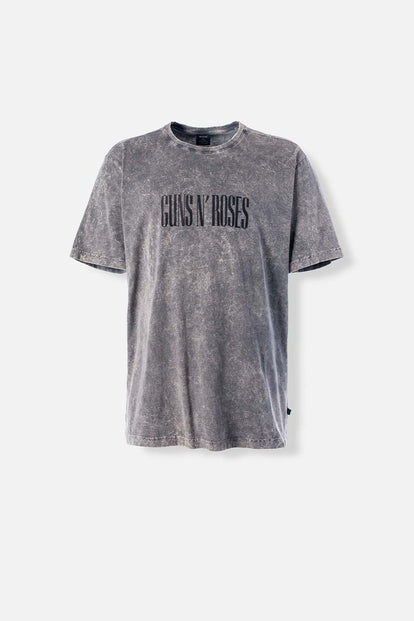  CAMISETA DE GUNS AND ROSES MANGA CORTA GRIS LAVADO PARA HOMBRE