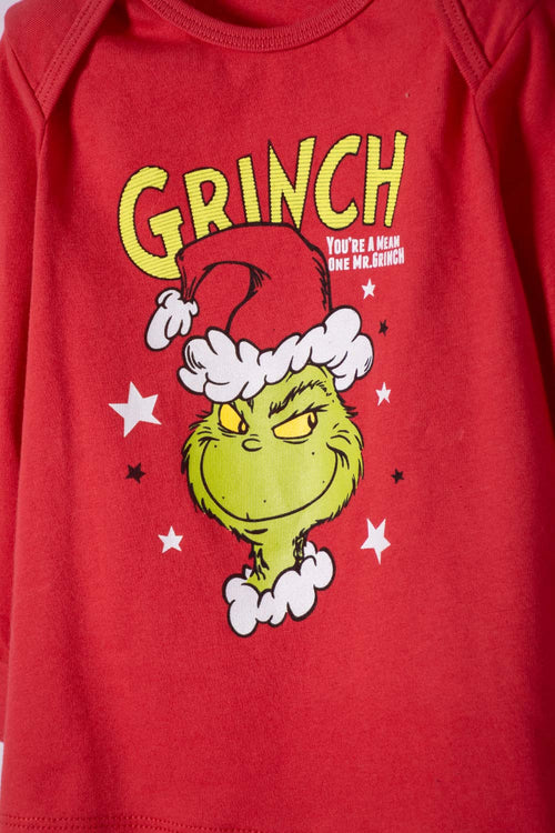 Card slide image -  PIJAMA DE GRINCH CON PANTALÓN LARGO ROJO PARA BEBÉ UNISEX